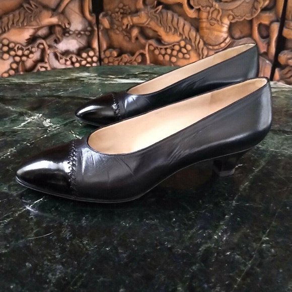 Chanel Classic Patent Leather Cap Toe Heels Pumps 36/ 6 - Picture 6 of 12
